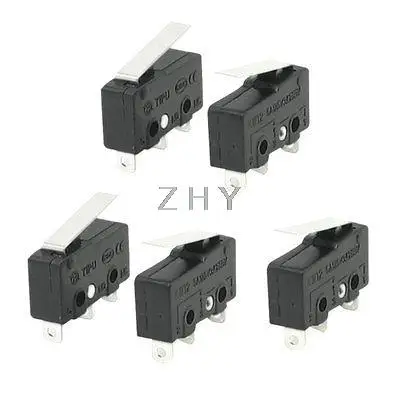 

NEW 5 Pcs 3 Pins SPDT 1NO 1NC Momentary Hinge Lever Micro Switch 3A/250VAC 5A/125AC