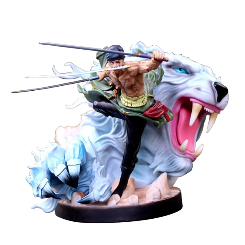

Anime One Piece GK Figure Roronoa Zoro Three pole flow Tiger Hunting Prey oversize 23cm Pvc Model Collection Toy