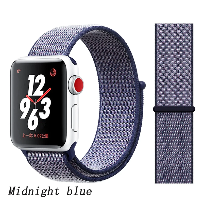 Спортивная петля ремешок apple watch band 42 мм 38 мм apple watch 4 3 band iwatch band 44 мм 40 мм correa pulseira 42 44 нейлоновый ремешок для часов - Цвет ремешка: deeple blue