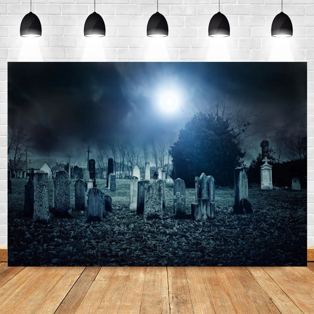 

Yeele Halloween Backgrounddark Clouds Moon Cross Tombstone Festival Party Backdrop Baby Photography Photo Studio Photophone