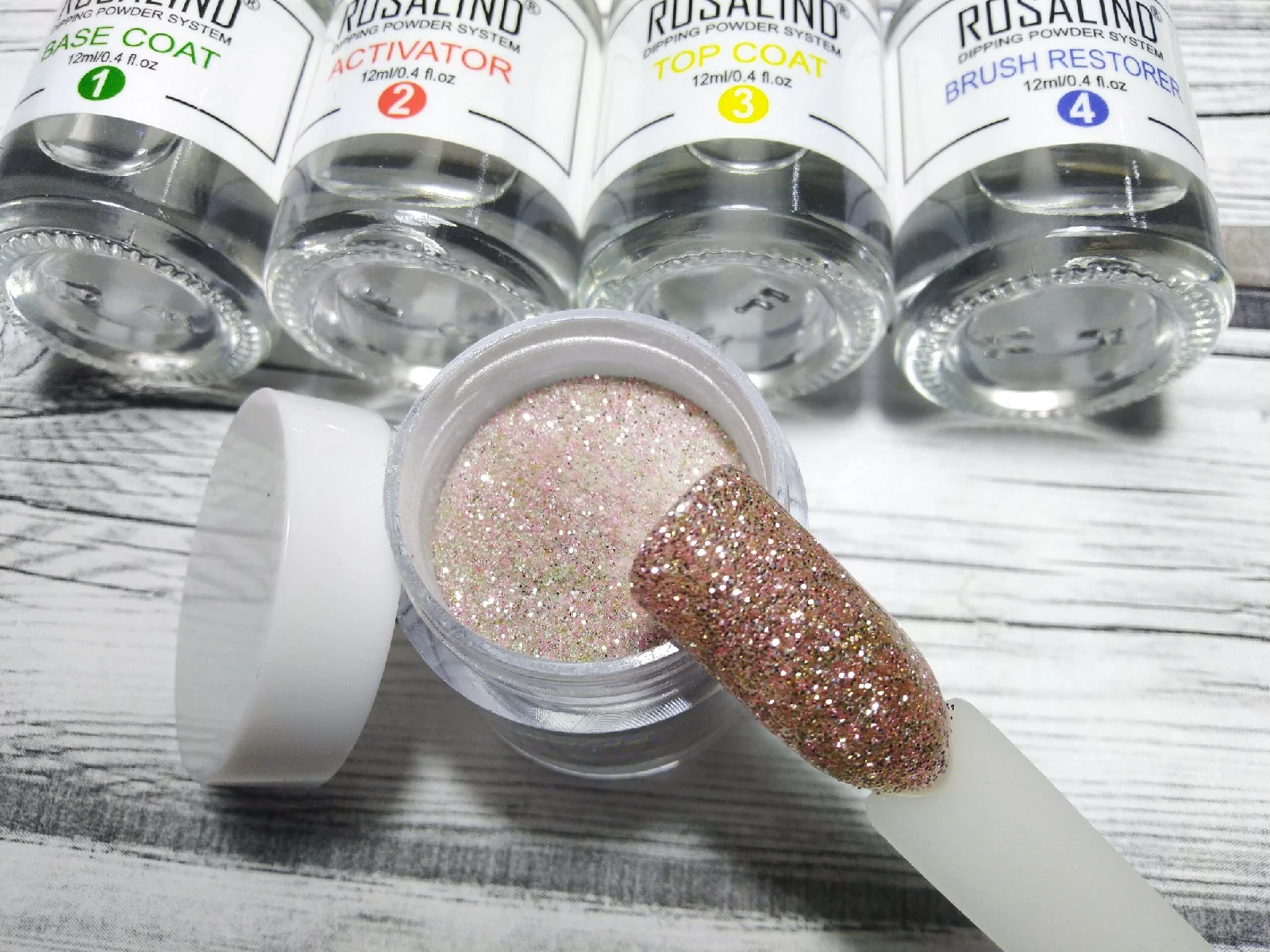 ROSALIND Dip Powder Nail Art Polish Nail Powder Nail Glitter Nail Pigment Nail Flakes Nail Powder Set Holographic Glitter Gradient Shining Chrome Pigment Dipping Powder Set Nail Flakes Sequins