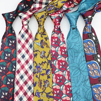 

Chiffon 7cm Width Neckties Floral Polyester Tie Soft Designer Character Necktie Leaves Note Ties Striped