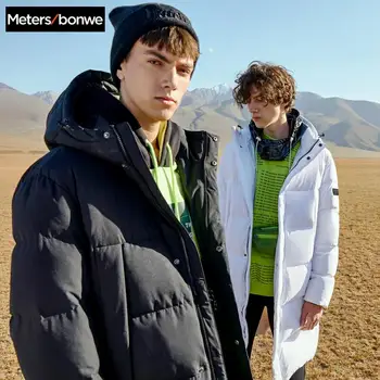 

Metersbonwe New Winter Down Men Business Long Thick Winter Down Coat Men Solid Fashion Outerwear Warm Windproof Coat