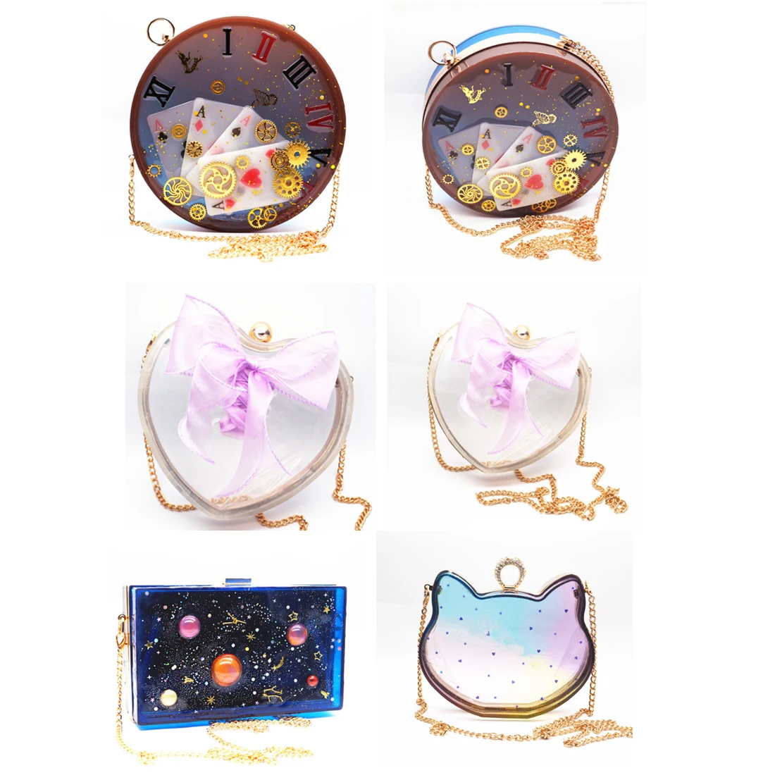 Resin Women Bag Silicone Mold Creative Handmade Chain Bag Making Crystal Epoxy Resin Mould DIY Shoulder