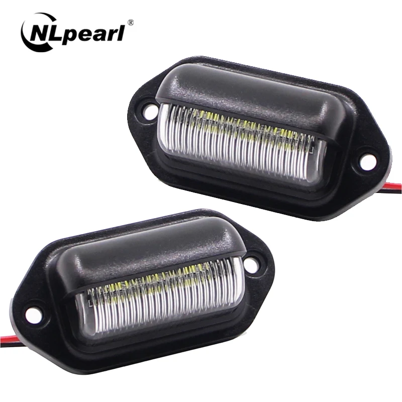 Nlpearl 2x 12V 6 LEDs License Plate Light for Boats Motorcycle Auto Trailer Truck White LED Number Plate Lamp Car Light Assembly