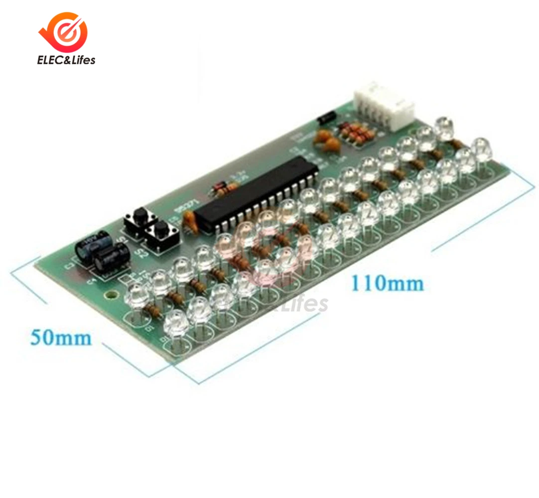 Dual Channel 16 LED level indicator MCU Adjustable Display mode LED VU meter Electronic DIY Kit for  LED Sound Audio Analyzer