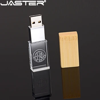 

JASTER Wooden Crystal USB flash drive USB 2.0 Pendrive Mmemory flash stick Pen drive Custom Logo U disk 128GB 64GB 32GB 16GB 8GB