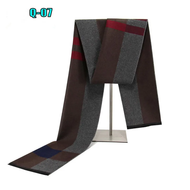 

Men's Many Scarves European And American Silk Pull Down Autumn Winter Warm Simple Lattice Neck Multi-color D033