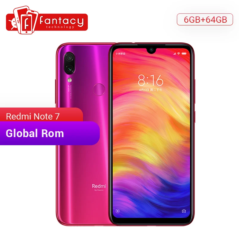  Global Rom Xiaomi Redmi Note 7 6GB 64GB Snapdragon 660 Octa Core 48MP Cameras 6.3''FHD Bluetooth 5.