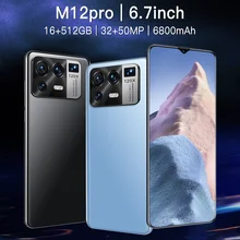 M12pro 6.7 Inch Hot Sale Global Smartphone Really 16GB+512GB Android 10 Core 5G 6800mah 32+50MP Unlocked  Telephone Celulares
