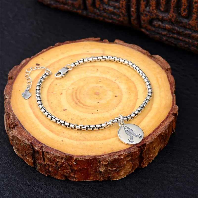 Новые модные 925 стерлингового серебра благословение кулон для женщин браслет стерлингового серебра ювелирные изделия браслет