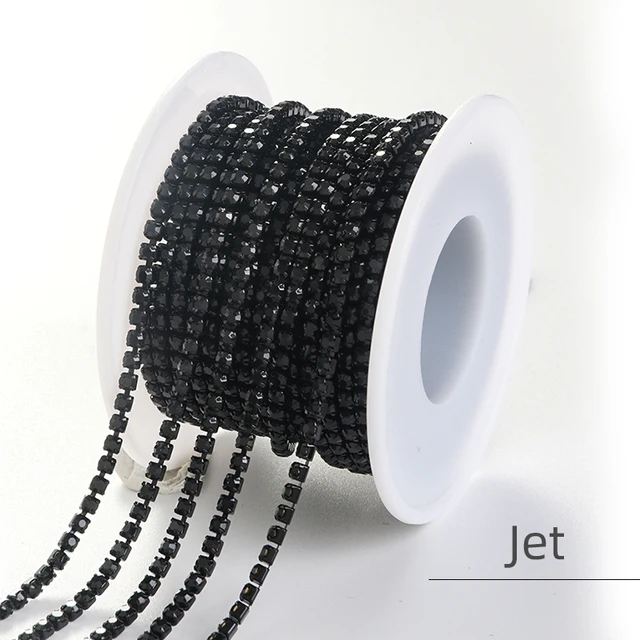 XiChuan 1 Yard 10 Colors Claw Rhinestone SS6 SS8 Crystal Tassel Diy Clothes Earring Accessories Beads Diamond Rhinestone Chain Jet