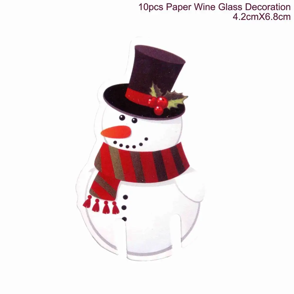 Wine glass cup card Рождественская бутылка вина крышка снеговик чулки рождественские подарочные сумки Рождественский упаковочный мешочек Navidad подарки Рождественские новогодние - Цвет: Wine glass cup card