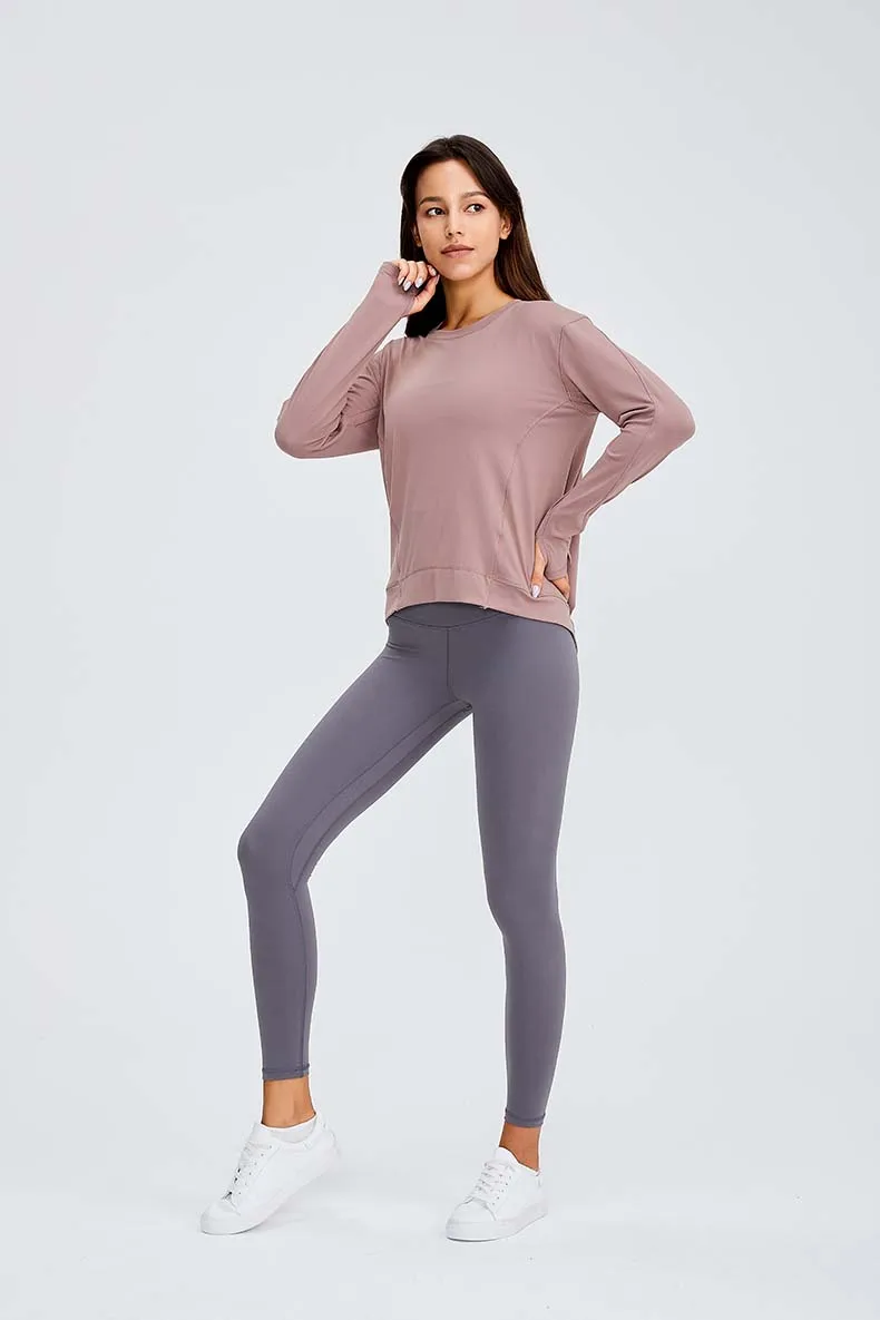 DEEPSENCE Gym Sport Suit Long Sleeve Female Women Wear Workout Running Clothing Fitness Top Athletic Wear Loose Yoga Shirts