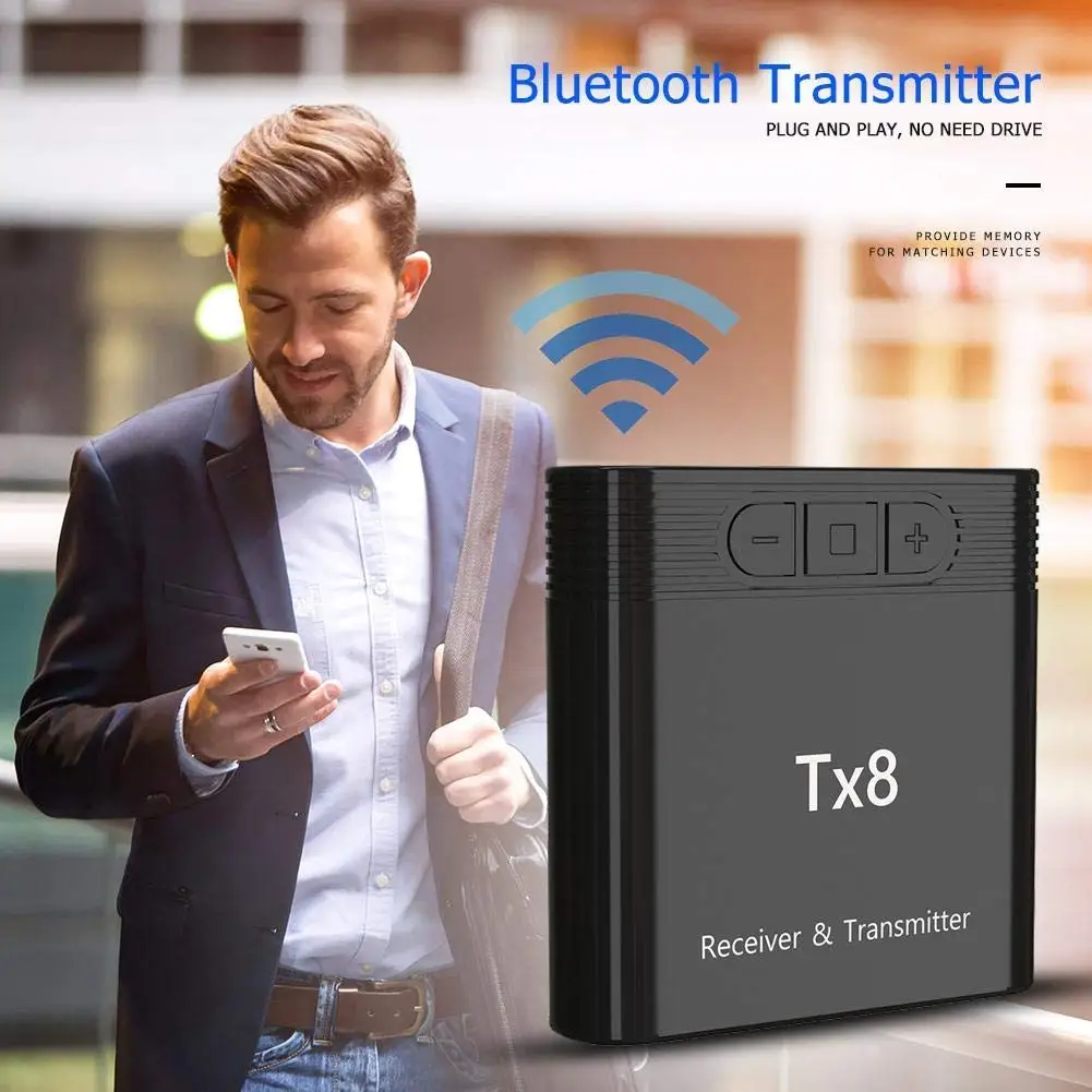 Bluetooth 5,0 аудио передатчик и приемник Беспроводной приемник передатчик 2-в-1 3,5 мм Портативный аудио адаптер для ТВ ПК
