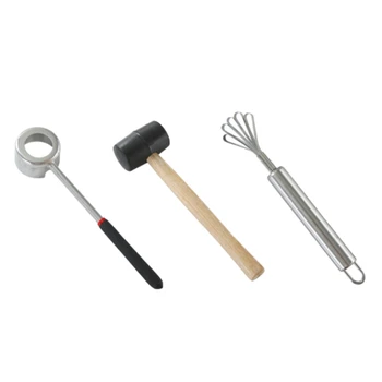 

Opener Tool Set for Young Coconut Coconut Opener Set with Hammer for a Safe&Easy Opening Food Safe Stainless Steel Coconut Opene