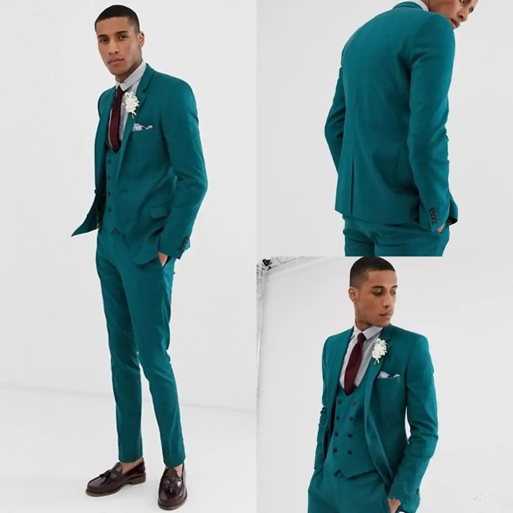 as picture Lates Custom quality Young green Groom Notched Lapel Mens Wedding Tuxedos Formal Prom Blazer fashion slim fit men suit 3PC - Цвет: as picture