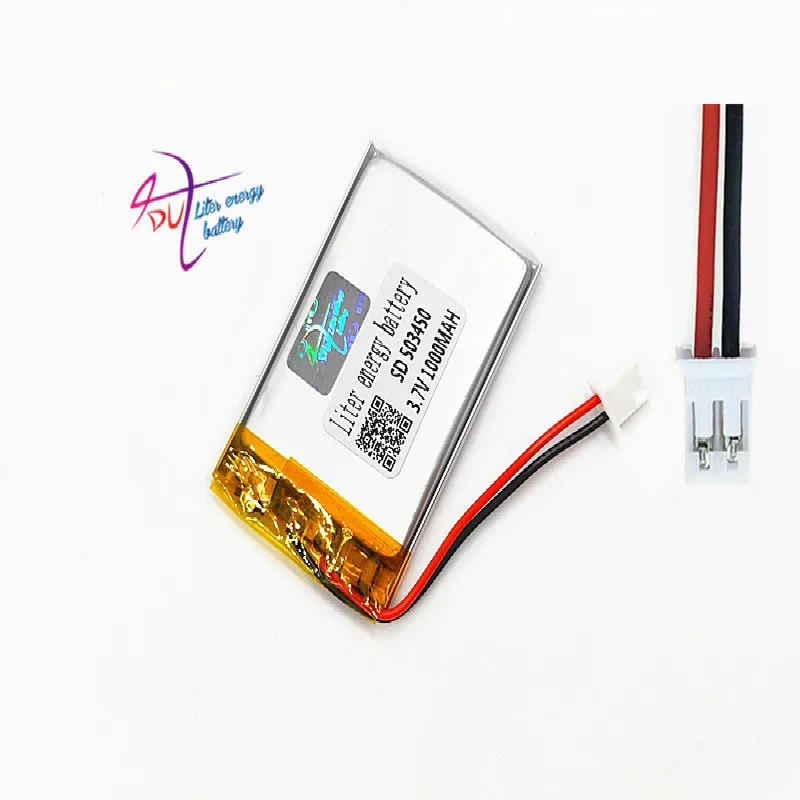JST PH2.0 2pin 3 7 V 1000mAh 503450 литий полимерная LiPo аккумуляторная батарея для Mp3 DVD PAD Смарт