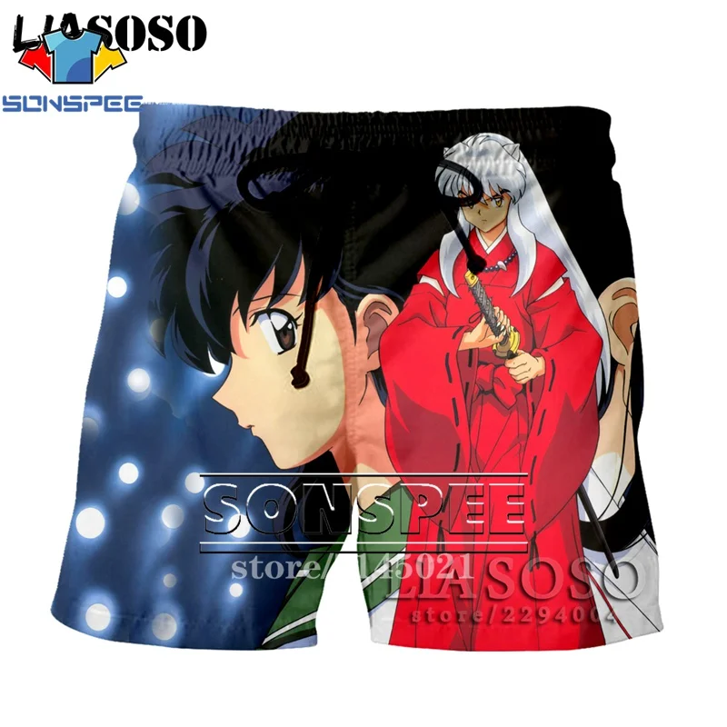 Зеленый SONSPEE, 3D принт, аниме, Inuyasha, мужские, женские, дышащие, пляжные шорты, летние, для фитнеса, штаны, повседневный стиль, качественная спортивная одежда, D09 - Цвет: Зеленый