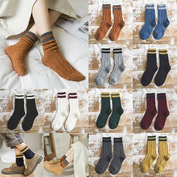 

2020 The New Fashion носки woman socks Retro Thickening Women Socks Autumn Winter Patchwork Mid Stockings Daily Casual носки