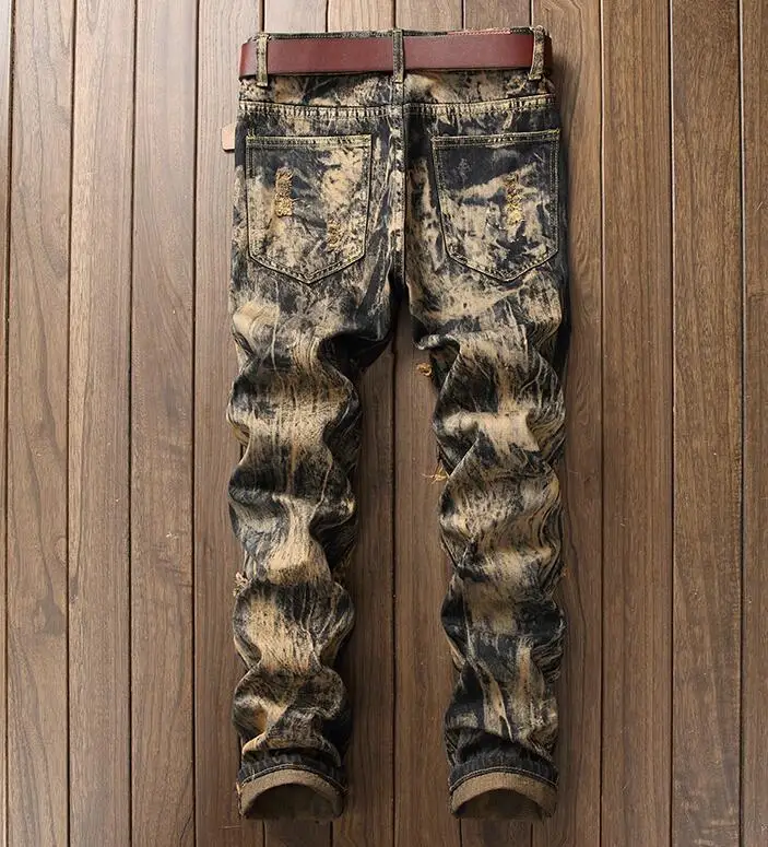 Tiger Bordir Denim Jeans Punk 