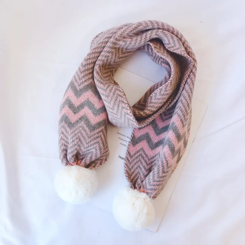 Children Wave Stripes Scarf Acrylic Keep Warm Scarves Boys Girls Autumn Winter Long Scarf