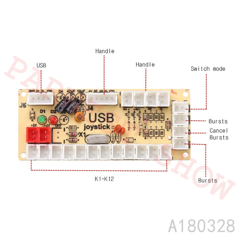 1 плеер USB светодиодный кодировщик для ПК игры 8 позиционный Джойстик контроллер+ хромированный светодиодный кнопки с подсветкой для аркадного джойстика DIY наборы