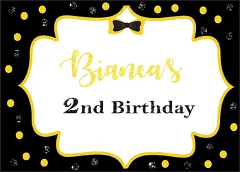 

7x5FT Happy Birthday Party Wiggles Yellow Spots Sequins Personalized DIY Custom Photo Backdrop Background Vinyl 220cm X 150cm