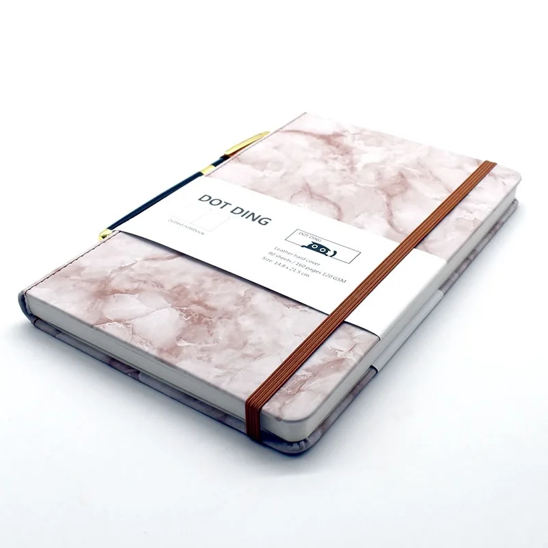 

Marble Pattern A5 Dot Grid Book Thick Paper Fine Notebook Leather Cover Business Office Stationery School Notepad Supplies Diary