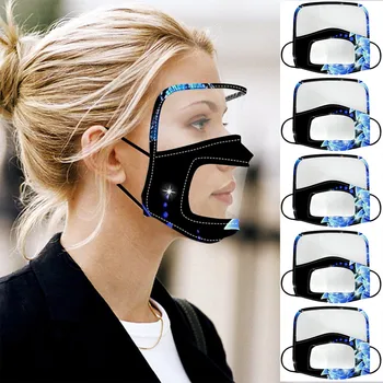 

5PC Face Mask With Clear Window Visible Expression For The Deaf And Hard Of Hearing Filter Mask Washable Reusable Mouth-muffle