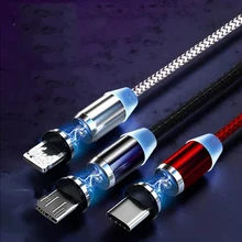Cable magnético Micro USB tipo C para iPhone, Huawei, Samsung y Android, 1m, negro y rojo