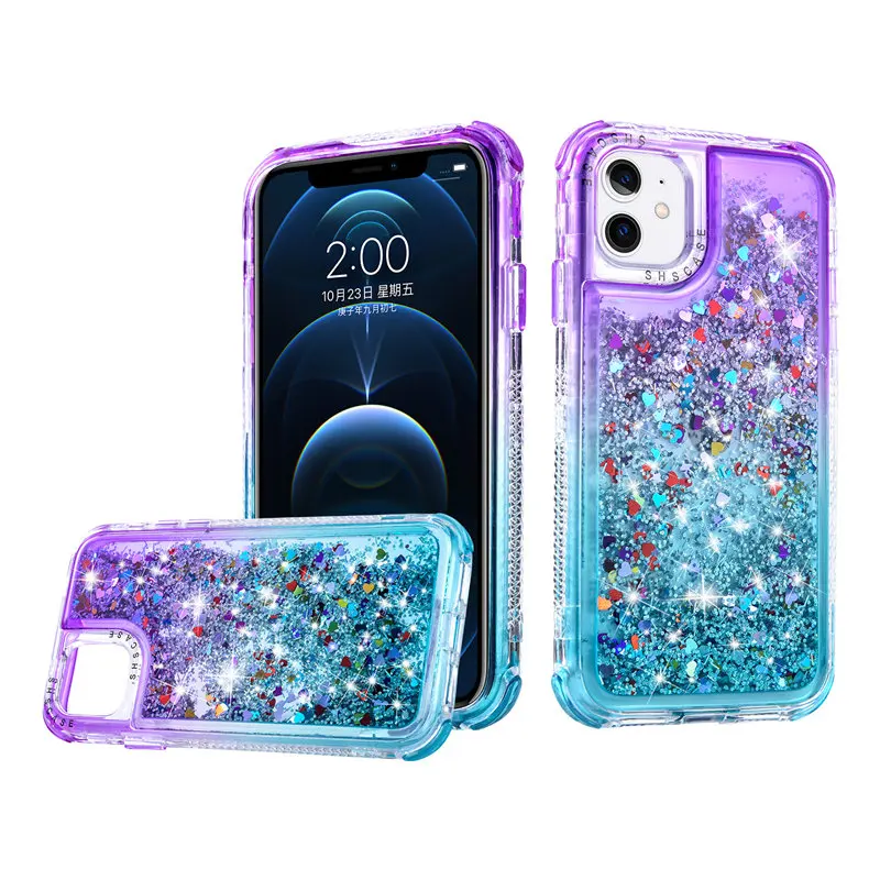 13 mini case Glitter Gradient Transparent Shockproof Phone Case For iPhone 13 11 12 Pro Max XS Max X 7 8 Plus 11 12 Pro Shining Bumper Cover 13 mini case