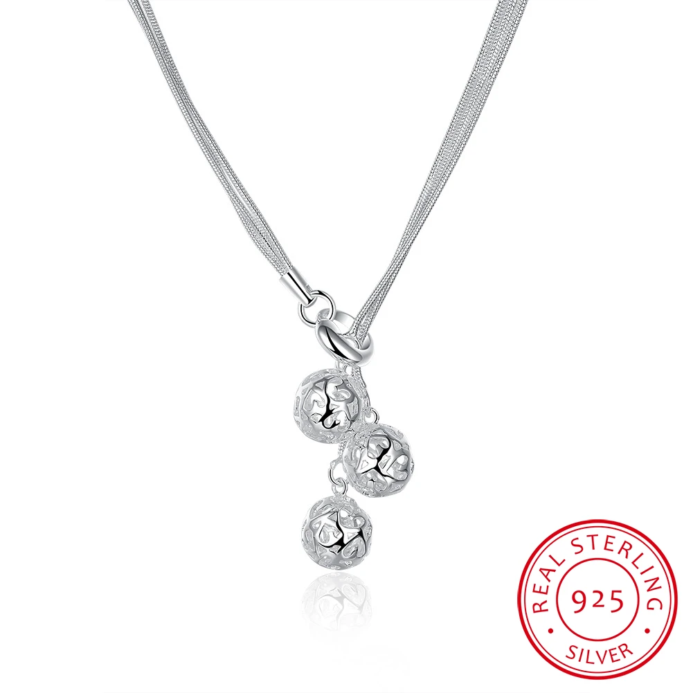 Trendy 925 Sterling Silver Cute Ball Pendant Necklace Clavicle Necklace Female Charm Fine jewelry For Women Birthday Present