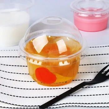 

50pcs High quality transparent disposable ice cream cup 130ml small pudding jelly dessert yogurt soup plastic cups with lid