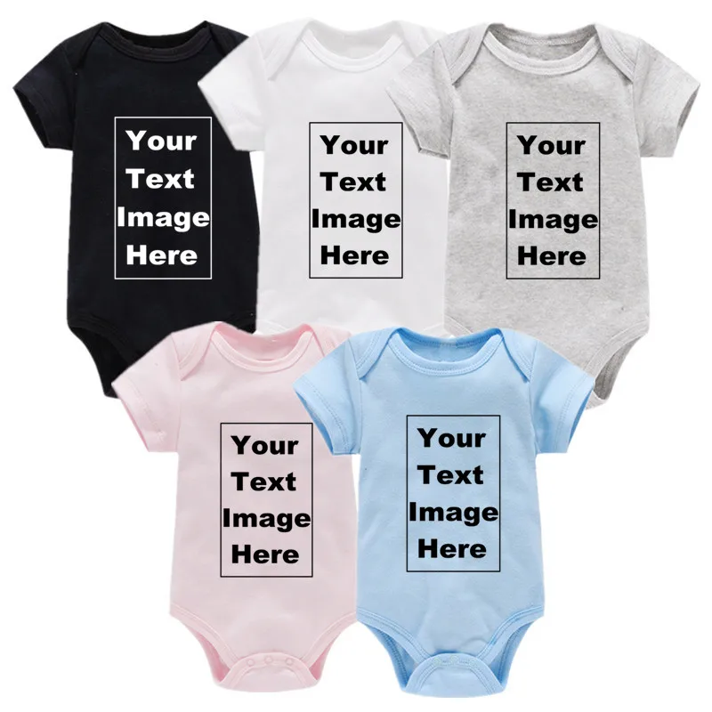 Custom Made YOUR TEXT HERE Baby Romper Newborn Baby Boy Girl 100% Cotton Short Sleeve Infant Baby Clothes 2