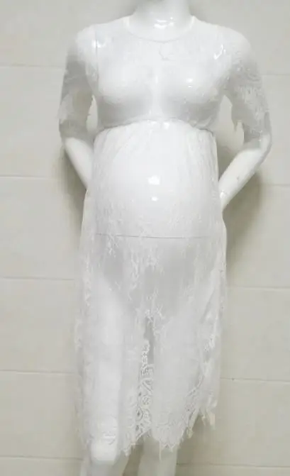 Платья для беременных, для фотосессии, кружевное платье для беременных, для фотосессии, для ребенка, для душа, длинное платье макси, свадебное платье для беременных женщин - Цвет: White