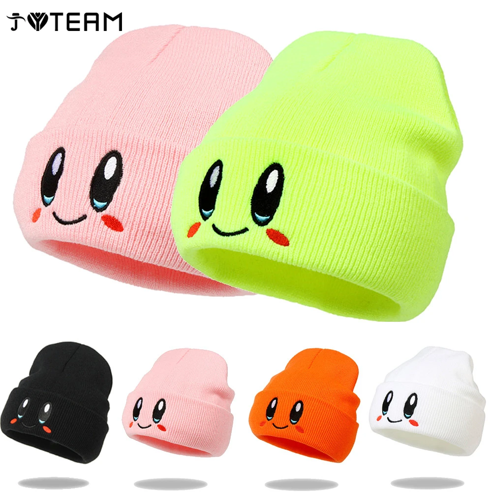 orange skully hat Super Cute Eye Embroidery Elasticity Cartoons Beanie Winter Keep Warm Fashion Autumn Crimping Women Knitted Hat Skull Cap Gifts skully hat men's