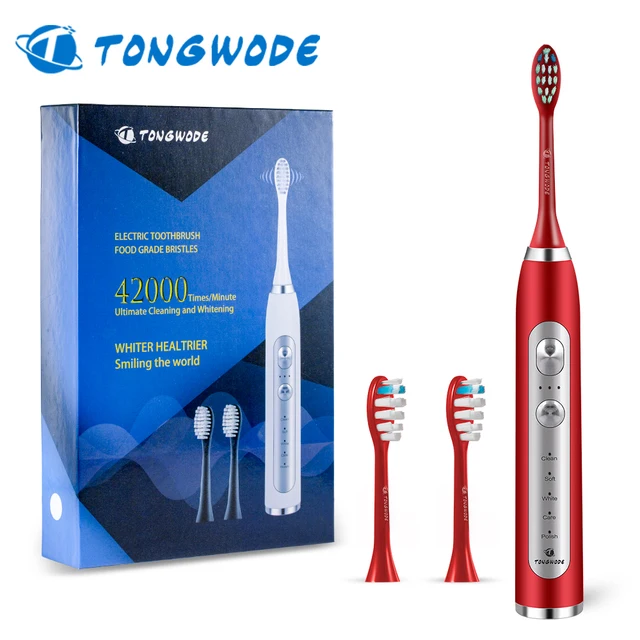 Ultrasonic Electric Toothbrush Wireless Charging for Adult IPX7 Waterproof Replacement Heads Whitening Teeth Timer Smart Brush RD Wireless Charging