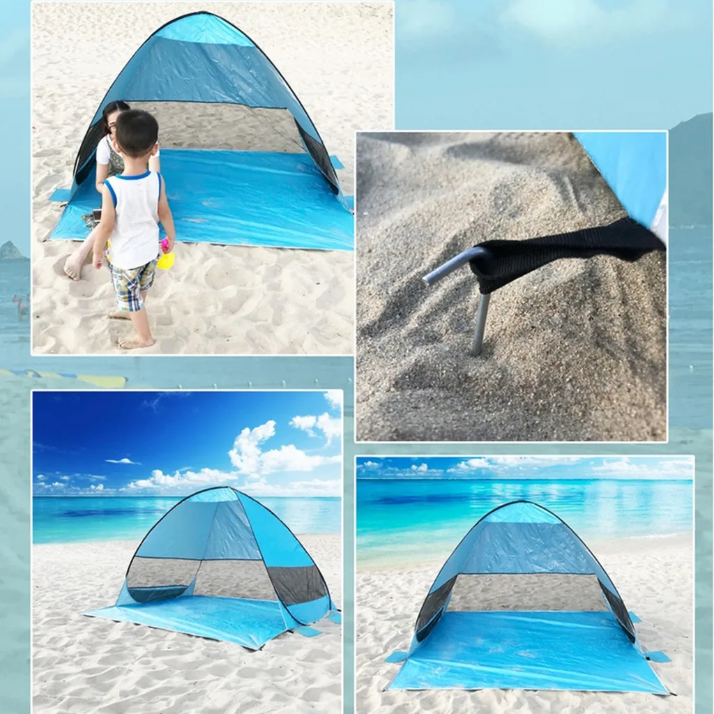 Outdoor Camping Beach Tent Sun Shelter Anti UV Canopy Vented Sunshade for Family Picnic 2-3 Person with Carry Storage Bag