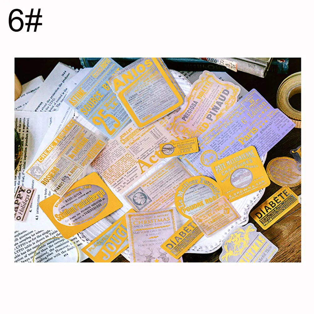 new 60Pcs Universe Vintage Paper Stickers Middle Ages Pattern Sticker DIY Scrapbook Album Decor Diary Stationery Album Stickers