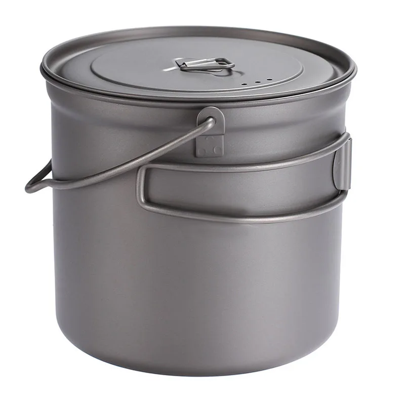 1.1L Titanium Alloy Camping Pot Durable Cookware Outdoor Hiking Hanging Cooking 11.3cm*12.3cm 0.5MM thickness