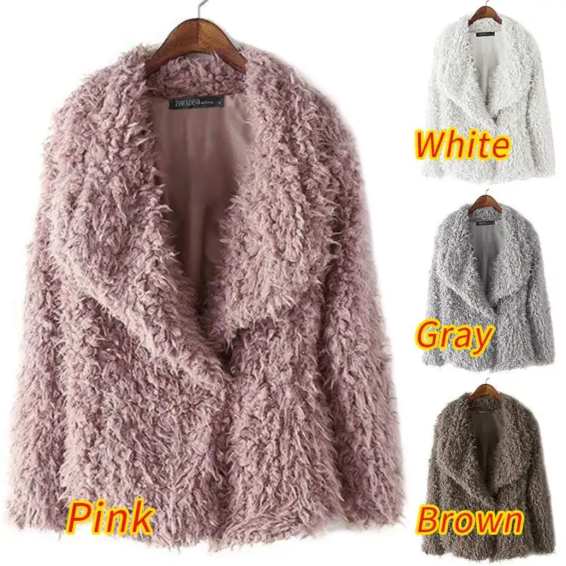 lower price  2019 Winter Long Sleeve Jackets ZANZEA Women Fluffy Fur Coat Solid Lapel Warm Outwear Autumn Casual