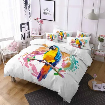 

2/3 Piece Bird Microfiber Duvet Cover Animals Cartoon Bed Linen Set Pillowcase for Teen Home Textiles Luxury Bedding Sets Custom