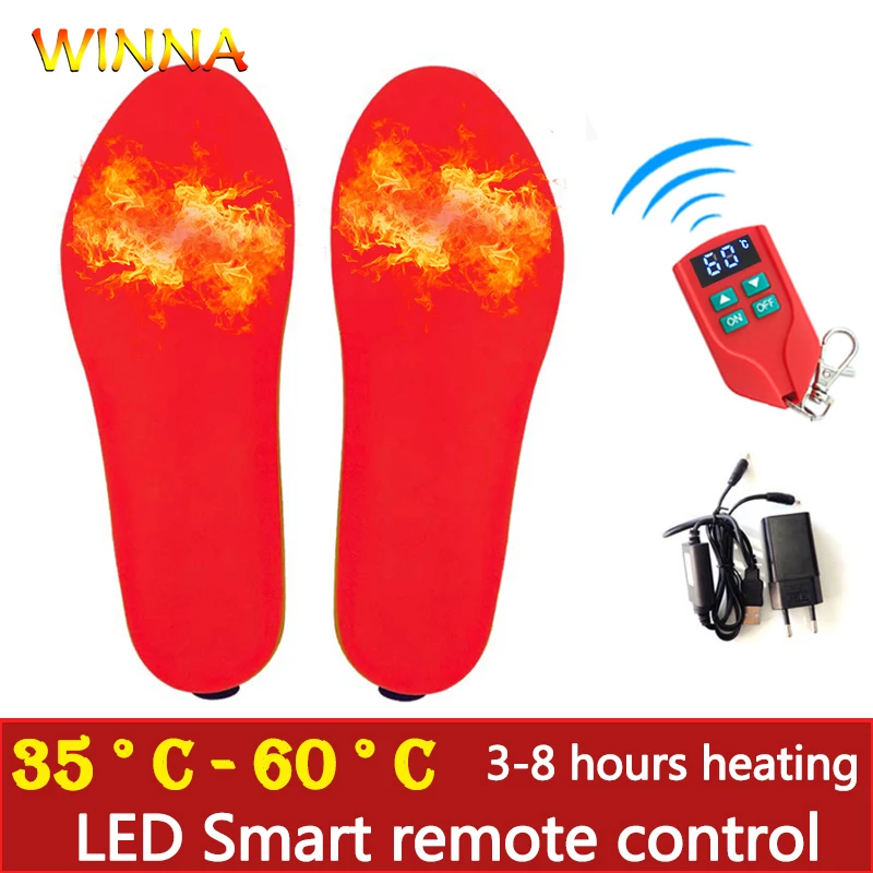

Winter Smart Remote Control Heating Insoles USB Rechargeable Electronic Warm Anti Slip Shoe Pads for Men Women Can Use 3-8 Hours