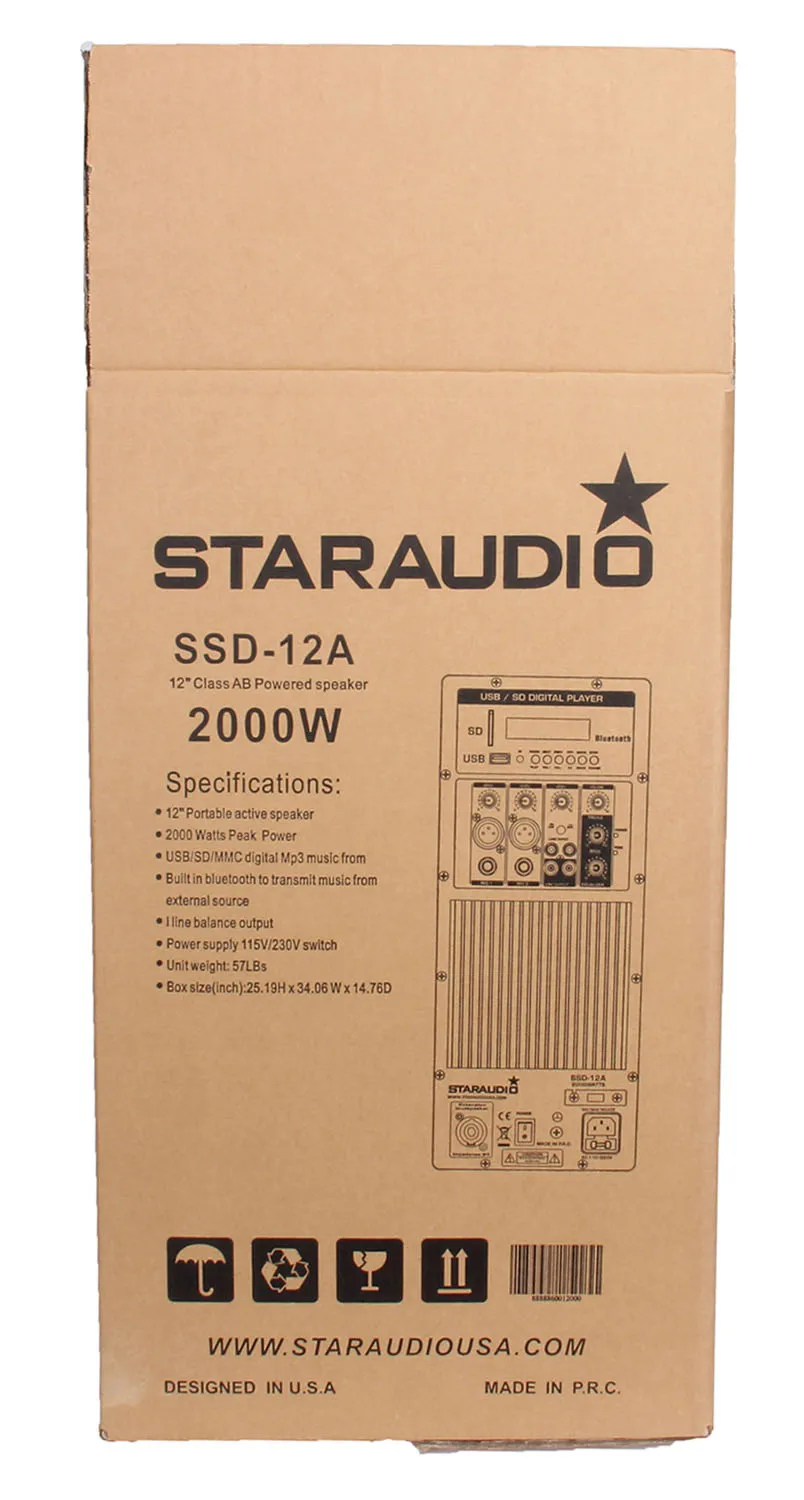 box of pair stage dj pa powered 2000w 12inch speakers for karaoke ktv stage pa dj system in the show