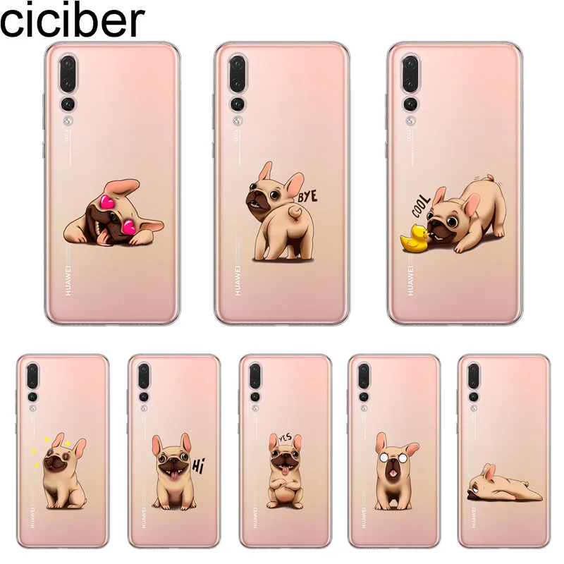 

ciciber Cover For Huawei P30 P20 P10 P9 P8 Lite Pro Plus 2017 P smart 2019 Phone Case Soft TPU Lovely Bulldog Coque Fundas Capa