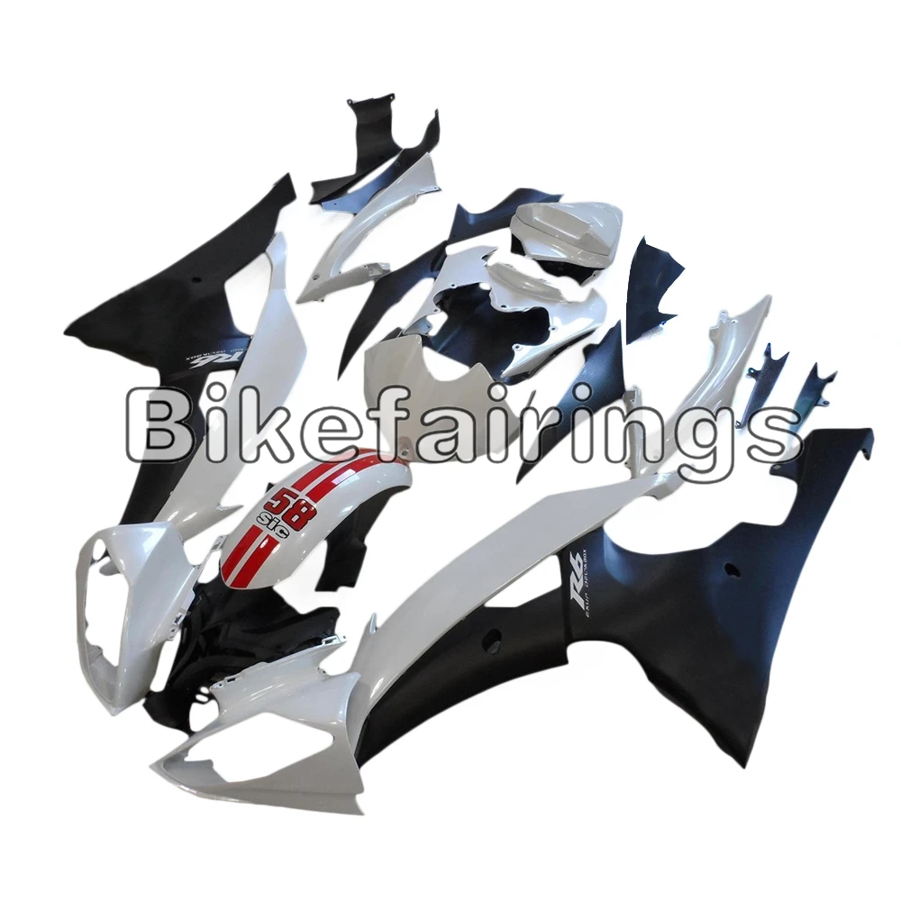 Полный комплект обтекателя Для Yamaha YZF 600 R6 2008- 09, 10, 11, 12, 13, 14, 15, 16 лет впрыска электронный атомайзер глянец Белый Черные корпуса