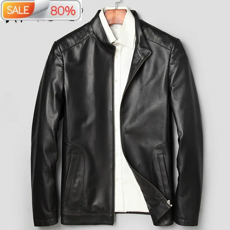 

Men's Spring Autumn Genuine Sheepskin Jacket Men Casual Leather Coats and Jackets 71J7A65 B22409