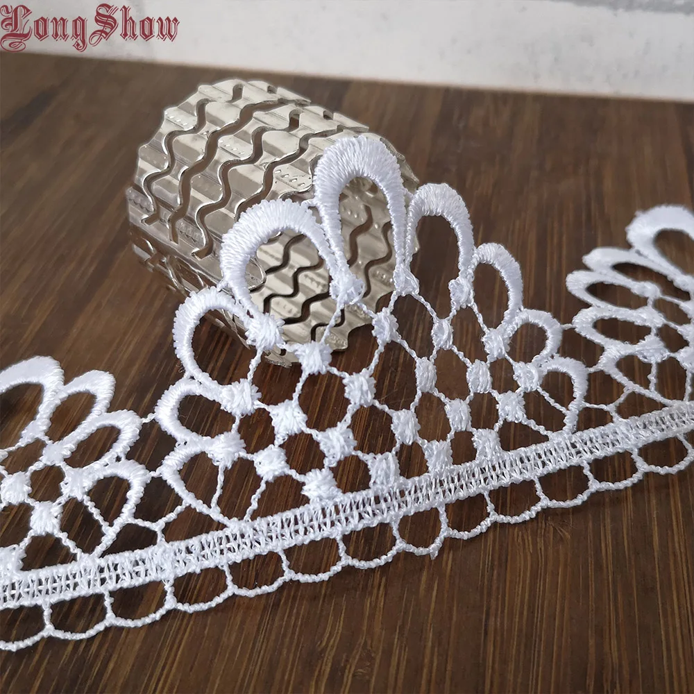 

1 Lot/5 yards 6cm Width Fans Pattern Bleaching White Color Embroidered Lace Trim Apparels DIY Material