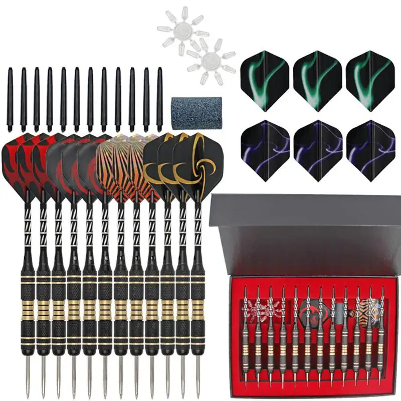 

Professional 12PCS 23g Darts Set Plastic Tip Brass Steel Barrels Aluminum Darts Shafts Indoor Entertainment Electronic Dartboard